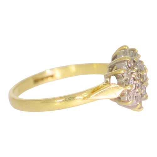 7 - 18ct gold diamond cluster ring. Set with brilliant cut diamonds of 0.50ct total calculated weight, a... 