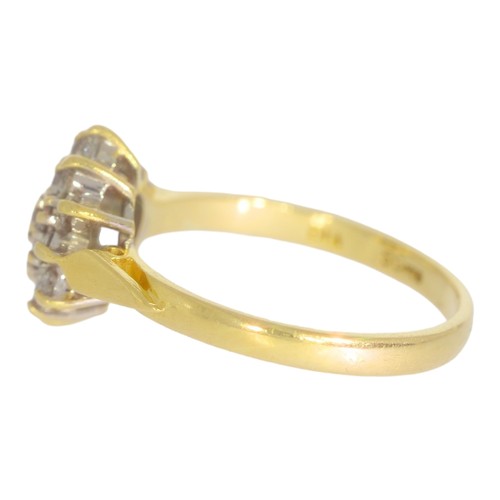 7 - 18ct gold diamond cluster ring. Set with brilliant cut diamonds of 0.50ct total calculated weight, a... 