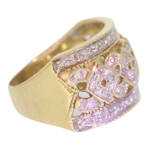 52 - 9ct gold diamond dress ring. Set with brilliant cut diamonds of 0.25ct total calculated weight, asse... 