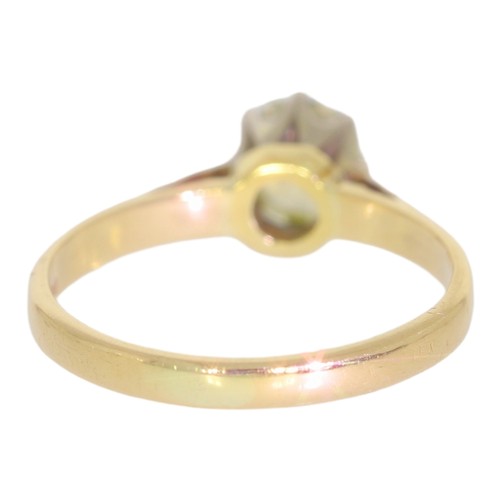 2 - 14ct gold diamond single-stone ring. Set with an old mine cut diamond of 0.59ct calculated weight, a... 