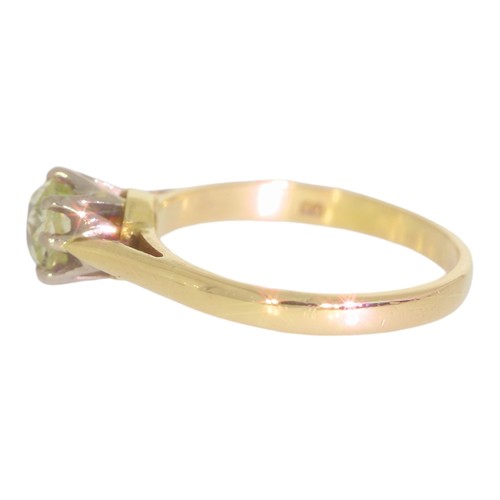 2 - 14ct gold diamond single-stone ring. Set with an old mine cut diamond of 0.59ct calculated weight, a... 