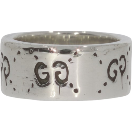 139 - Gucci Ghost Silver 9mm Band Ring Weight 10.7 Finger Size M With Box And Papers