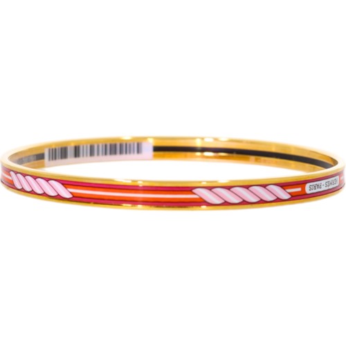 141 - Hermes Enamel Quadrige Extra Narrow Bangle  Wrist Size 67mm Weight 13.2 Grams With Box