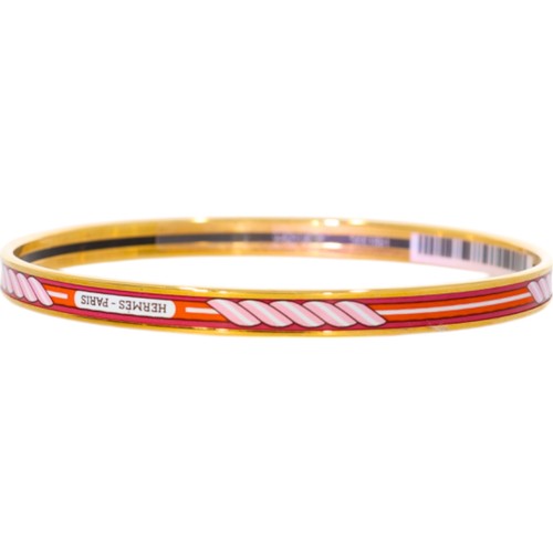 141 - Hermes Enamel Quadrige Extra Narrow Bangle  Wrist Size 67mm Weight 13.2 Grams With Box