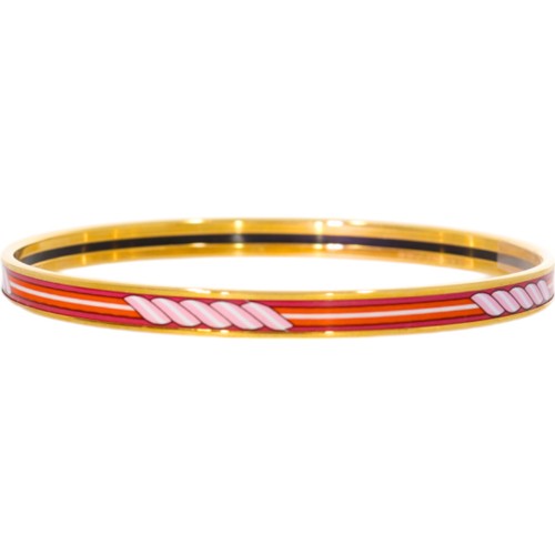 141 - Hermes Enamel Quadrige Extra Narrow Bangle  Wrist Size 67mm Weight 13.2 Grams With Box