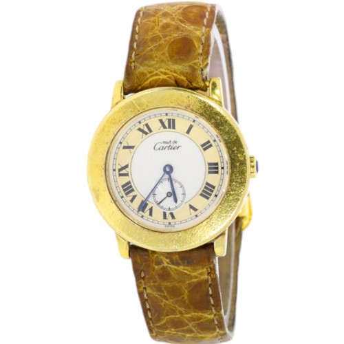 184 - Must De Cartier 1810 1 925 Gold Plated Original Cartier Strap 32mm