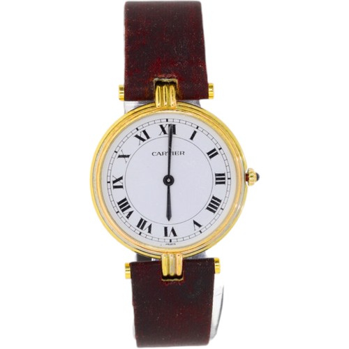 167 - Cartier Gold Plated Triology 81003115 With Cartier Strap 30mm