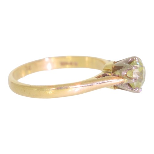 2 - 14ct gold diamond single-stone ring. Set with an old mine cut diamond of 0.59ct calculated weight, a... 