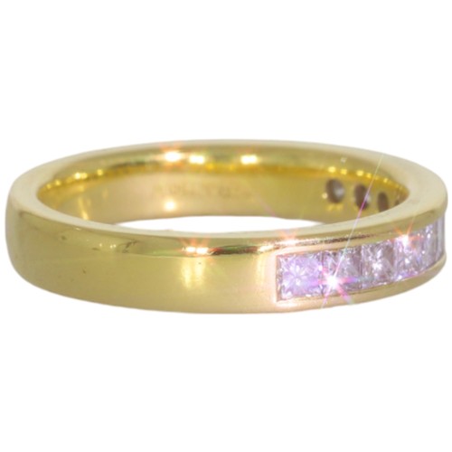 19 - 18ct gold princess cut diamond half-eternity ring. Set with princess cut diamonds of 0.50ct total ca... 