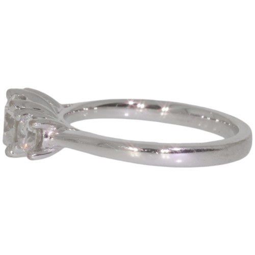 35 - 18ct White Gold Three Diamond Ring Total Carat Weight 1ct Colour F-G Clarity VS Finger Size K 1/2 Gr... 