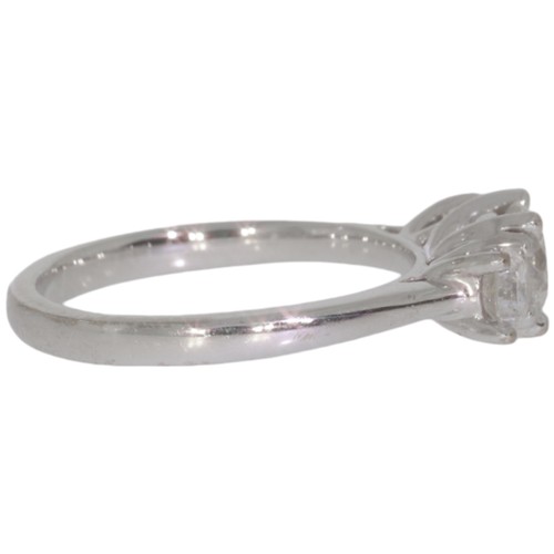 35 - 18ct White Gold Three Diamond Ring Total Carat Weight 1ct Colour F-G Clarity VS Finger Size K 1/2 Gr... 