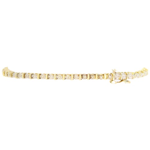 57 - 9ct gold diamond tennis bracelet. Set with brilliant cut diamonds of 1.00ct calculated weight, asses... 