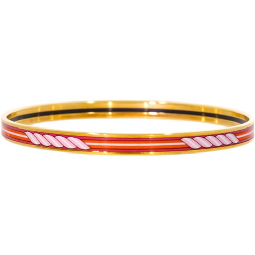 141 - Hermes Enamel Quadrige Extra Narrow Bangle  Wrist Size 67mm Weight 13.2 Grams With Box