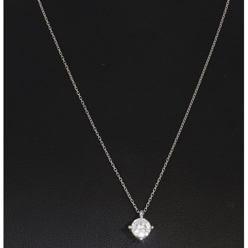 156 - White Metal Stamped 585 Chain Linked Chain And CZ Pendent Weight 1.6 Grams Length 17 Inch