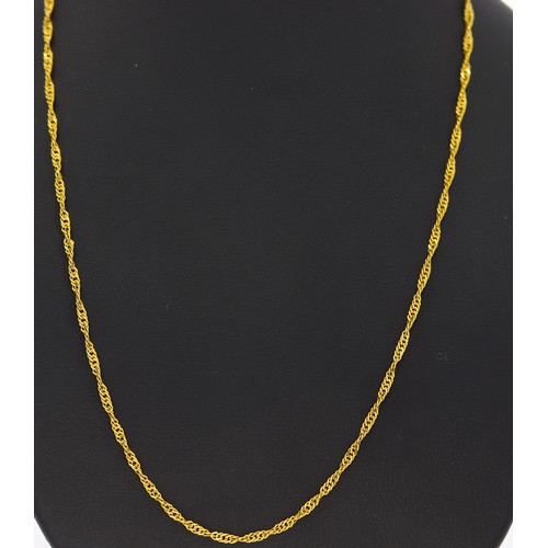 158 - Yellow Metal Stamped 875 Twisted Chain Weight 3.4 Grams Length 18 Inch