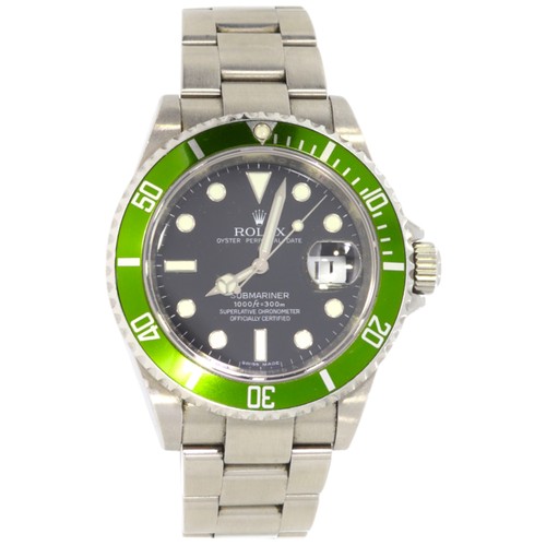 201 - Rolex Submariner Kermit 16610LV 2009 Oyster strap Stainless Steel Box And Card 40mm