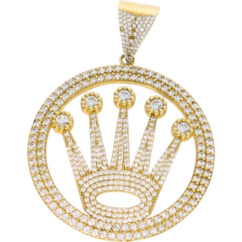 229 - 9ct yellow gold and CZ ROLEX style pendant.