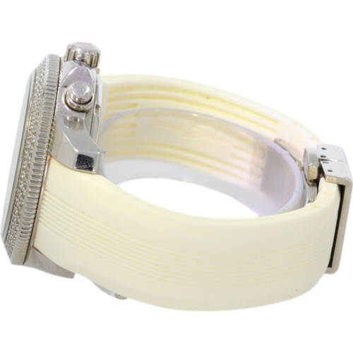 92 - Thomas Sadbo Stainless Steel Mother Of Pearl Dial White Rubber Bracelet