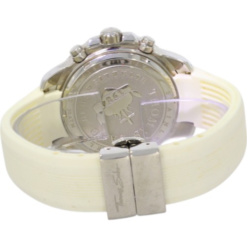 92 - Thomas Sadbo Stainless Steel Mother Of Pearl Dial White Rubber Bracelet