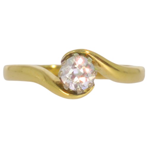 120 - 18ct gold diamond single-stone ring. Set with a old European cut diamond of 0.40ct calculated weight... 