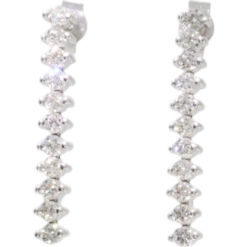 132 - 18ct white gold diamond drop earrings. Set with brilliant cut diamonds of 1.10ct total calculated we... 