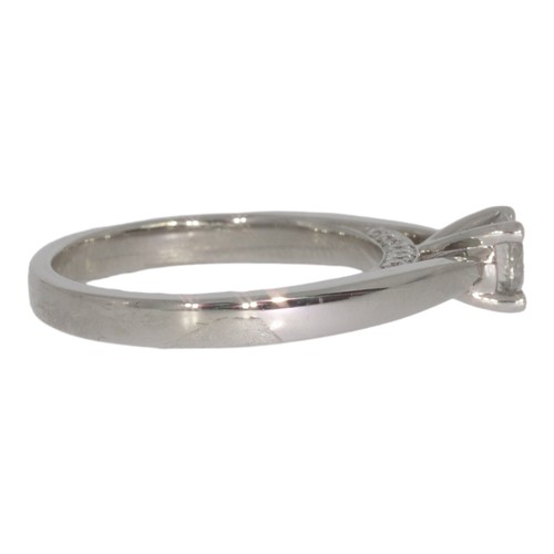 140 - 18ct white gold diamond single-stone ring, with diamond shoulders.  Set with brilliant cut diamonds ... 