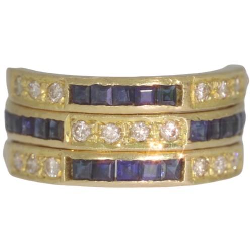 151 - 18ct Yellow Gold Diamonds And Sapphires 
16 Diamonds 38 Sapphire
Weight - 7.2 Grams 
Finger Size - O