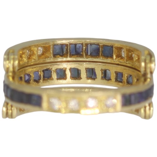 151 - 18ct Yellow Gold Diamonds And Sapphires 
16 Diamonds 38 Sapphire
Weight - 7.2 Grams 
Finger Size - O