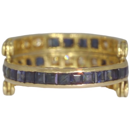 151 - 18ct Yellow Gold Diamonds And Sapphires 
16 Diamonds 38 Sapphire
Weight - 7.2 Grams 
Finger Size - O