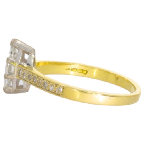 152 - 18ct Yellow Gold Marquise-Cut Diamond Center Stone With Diamond Set Shoulders 
Total Carat Weight Ap... 