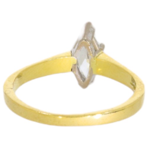 152 - 18ct Yellow Gold Marquise-Cut Diamond Center Stone With Diamond Set Shoulders 
Total Carat Weight Ap... 