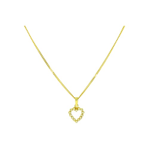 153 - 18ct yellow gold necklace with 18ct and cz heart pendant. 
18inch chain
3.17g