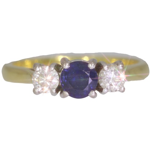 154 - 18ct Yellow Gold Sapphire And Diamond Ring 
Total Carat Weight Approx - .30
Weight 4.2 
Finger Size ... 