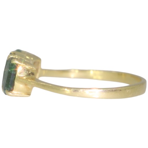 157 - 18ct Yellow Gold Trilogy Emerald Ring 
Weight - 2.4 Grams 
Finger Size - M