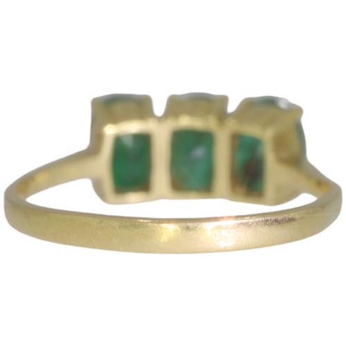 157 - 18ct Yellow Gold Trilogy Emerald Ring 
Weight - 2.4 Grams 
Finger Size - M