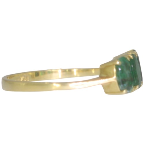 157 - 18ct Yellow Gold Trilogy Emerald Ring 
Weight - 2.4 Grams 
Finger Size - M