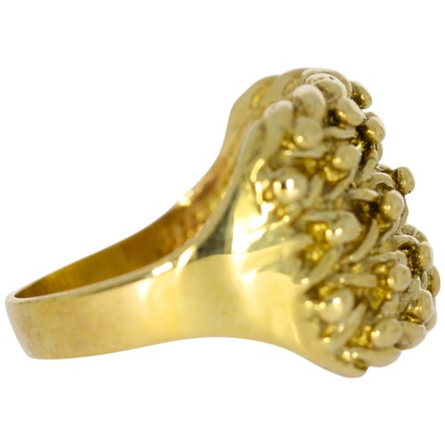 181 - 9ct yellow gold 5 row keeper ring. size Y. 11 GRAMS.