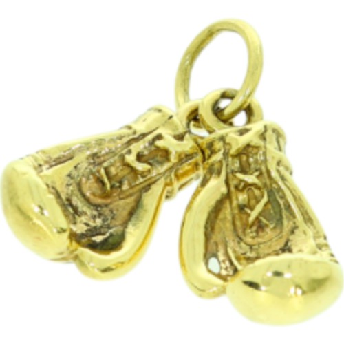 202 - 9ct yellow gold pendant with boxing glove pair. 21.20g.