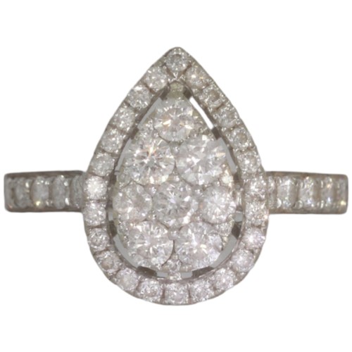 249 - An 18ct white gold diamond cluster ring. Set with brilliant cut diamonds of 1.50ct total calculated ... 