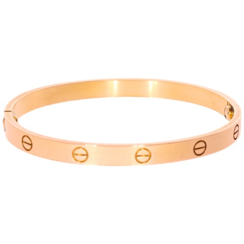 264 - Cartier Rose Gold Love Bangle Size 19 Width 5.9mm Weight 35.5 Grams Has Screwdriver and box