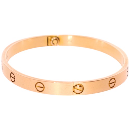 264 - Cartier Rose Gold Love Bangle Size 19 Width 5.9mm Weight 35.5 Grams Has Screwdriver and box