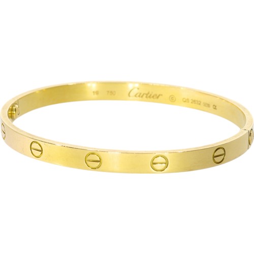 265 - Cartier Yellow Gold 750 Love Bangle Size 19 Old Style Width 5.6mm Weight 33.5 Grams With Screwdriver... 