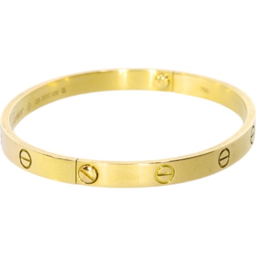 265 - Cartier Yellow Gold 750 Love Bangle Size 19 Old Style Width 5.6mm Weight 33.5 Grams With Screwdriver... 