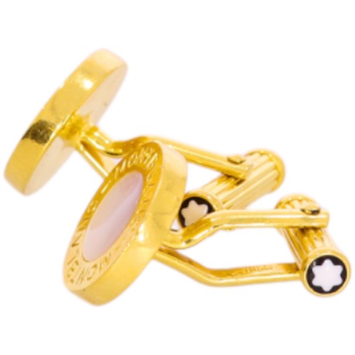 274 - Montblanc yellow gold colour METAL cufflinks with pearl centre. 11.62g