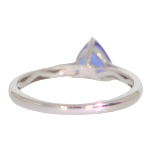 280 - Platinum tanzanite single-stone ring. Set with a trillion tanzanite of 1.31ct. Size P. Weight 3.4g. ... 