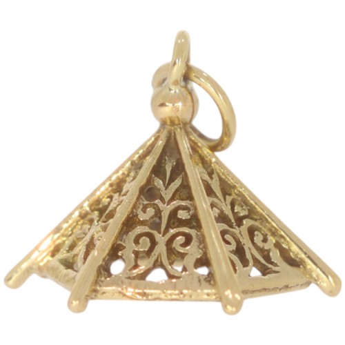 392 - 9ct yellow gold teepee style charm. 2.3 Grams