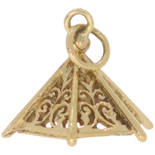 392 - 9ct yellow gold teepee style charm. 2.3 Grams