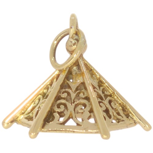 392 - 9ct yellow gold teepee style charm. 2.3 Grams