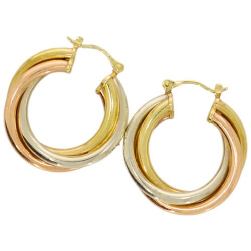 300 - 9ct Gold Tri-Coloured Hoop Earrings
Weight 5.6 Grams
3cm Wide