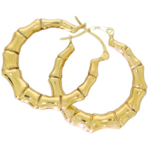 301 - 9ct Yellow Gold Bamboo Style Hoop Earrings 1.6 Grams